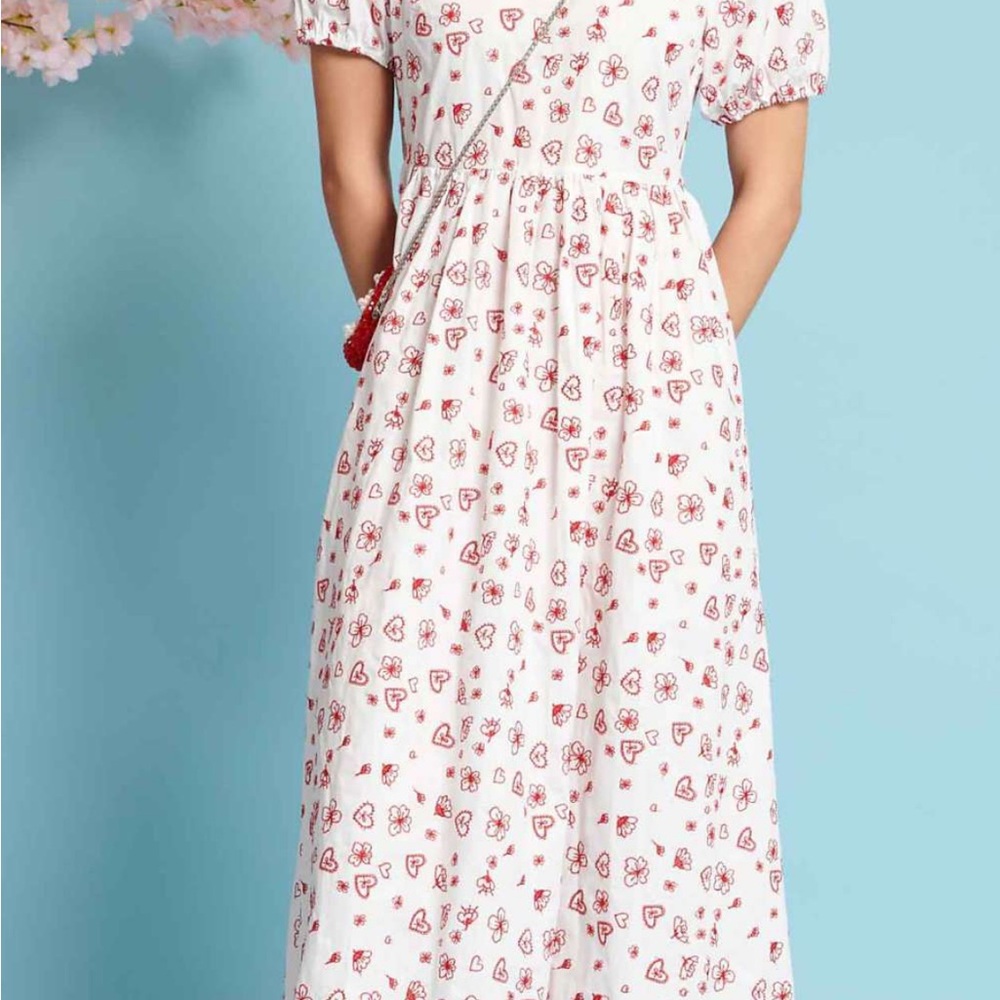 Sister Jane White and Red Heart Print Dress